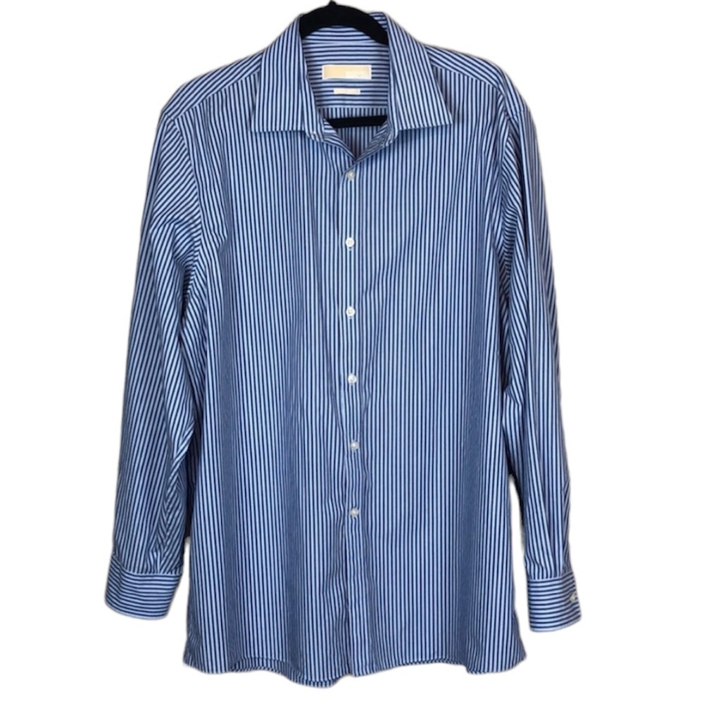 Michael Kors Blue & White Stripe Button Down Shirt